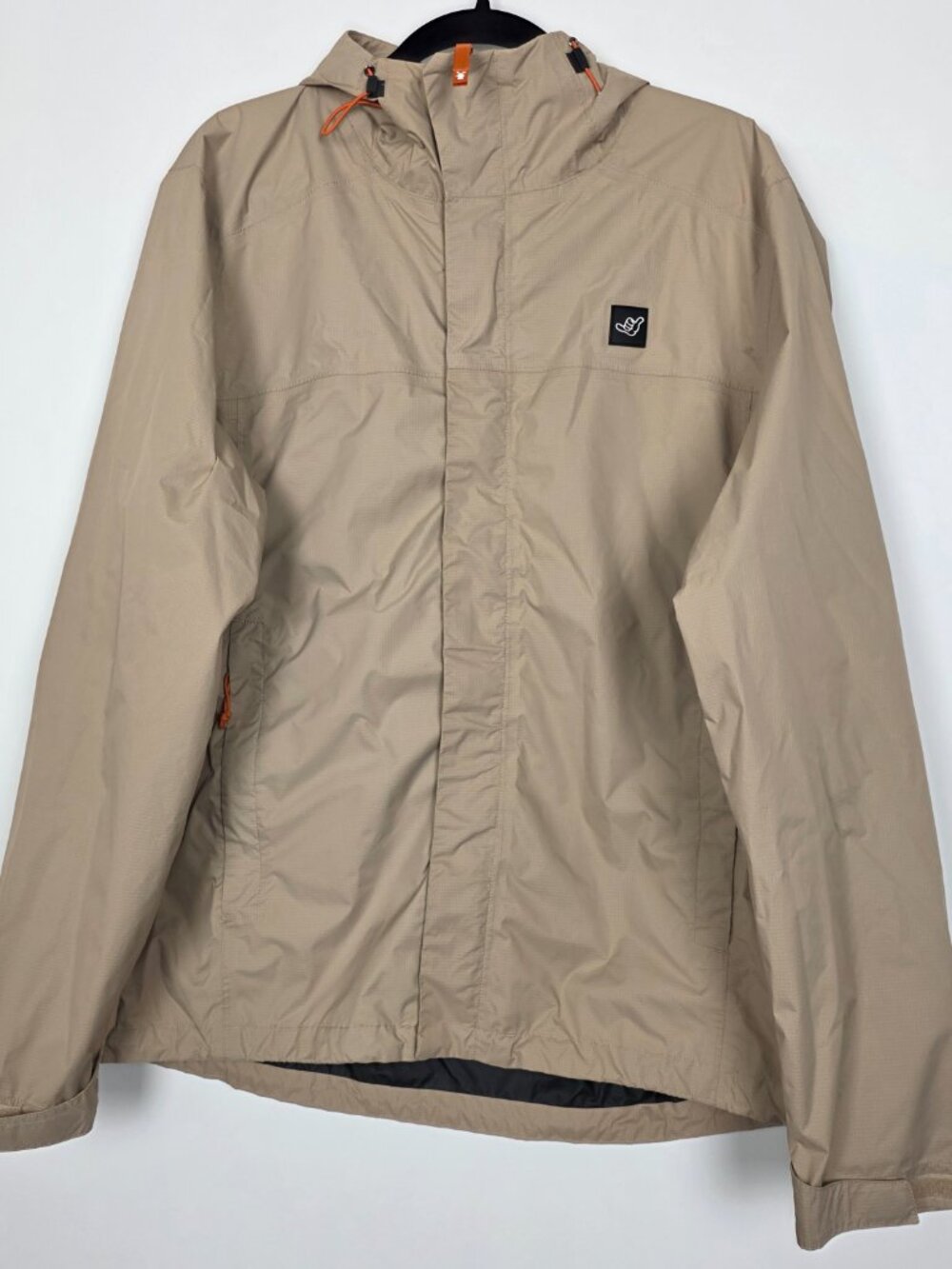 Dutch Bros Coffee Vented Hiking Outdoors Mens Large Full Zip Beige Khaki Jacket